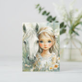 Ein kleines Mädchen mit einem Pferd Postkarte (Stehend Vorderseite)