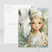 Ein kleines Mädchen mit einem Pferd Postkarte (Vorne/Hinten)
