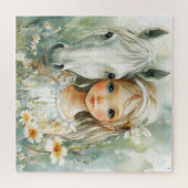 Ein kleines Mädchen mit einem Pferd Puzzle (Horizontal)