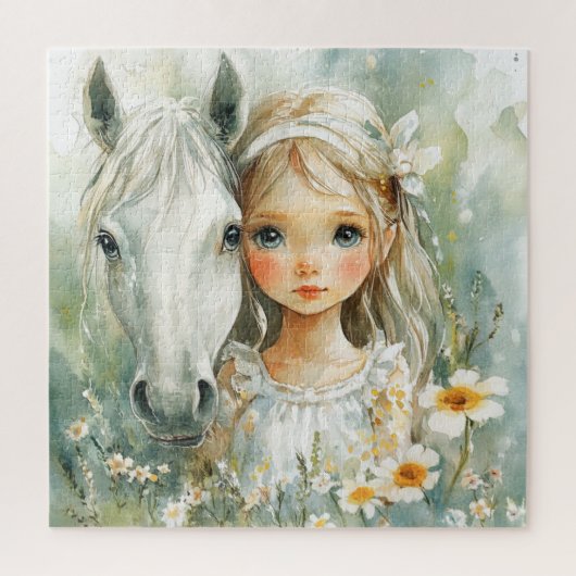 Ein kleines Mädchen mit einem Pferd Puzzle (Vertikal)