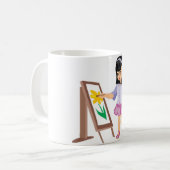 Ein kleines Mädchen mit einer Farben-Palette Kaffeetasse (Vorderseite Links)
