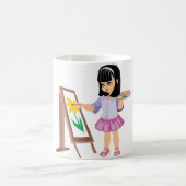 Ein kleines Mädchen mit einer Farben-Palette Kaffeetasse (Mittel)