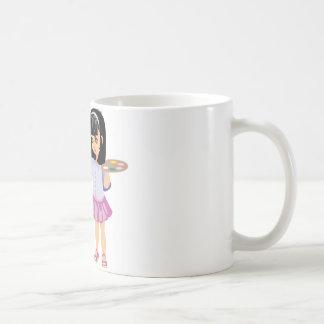 Ein kleines Mädchen mit einer Farben-Palette Kaffeetasse