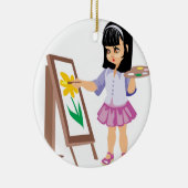 Ein kleines Mädchen mit einer Farben-Palette Keramikornament (Rechts)