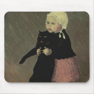 Ein kleines Mädchen mit einer Katze, 1889 Mousepad