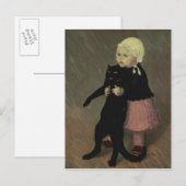 Ein kleines Mädchen mit Katze, 1889 Postkarte (Vorne/Hinten)