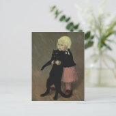 Ein kleines Mädchen mit Katze, 1889 Postkarte (Stehend Vorderseite)