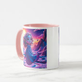 Ein kleines Mädchen schwebt im Weltraum. Tasse (Vorderseite Links)