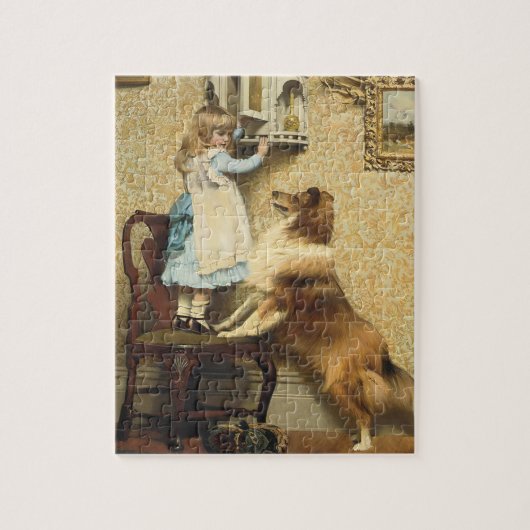 Ein kleines Mädchen und ihre Sheltie von Burton Ba Puzzle (Vertikal)