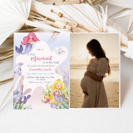 Ein kleines Mermaid Baby Dusche Mermaid Party Foto Einladung