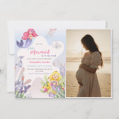 Ein kleines Mermaid Baby Dusche Mermaid Party Foto Einladung (Vorderseite)