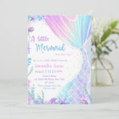 Ein kleines Mermaid Baby Dusche Party Einladung (Stehend Vorderseite)