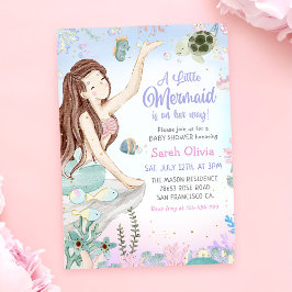 Ein kleines Mermaid Girl Shower Party Einladung