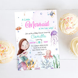 Ein kleines Mermaid Girl Shower Party Einladung