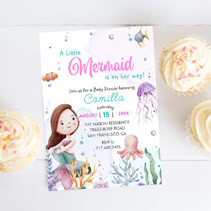 Ein kleines Mermaid Girl Shower Party Einladung