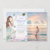 Ein kleines Mermaid Girl Shower Party Foto Einladung (Vorderseite)
