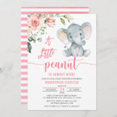 Ein kleines Peanut Baby Mädchen Elephant Baby Dusc Einladung (Vorne/Hinten)