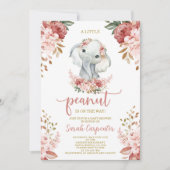 Ein kleines Peanut Elephant Baby Shower Girl Einladung (Vorderseite)