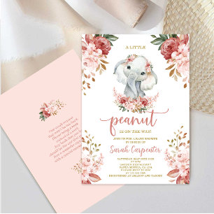 Ein kleines Peanut Elephant Baby Shower Girl Einladung