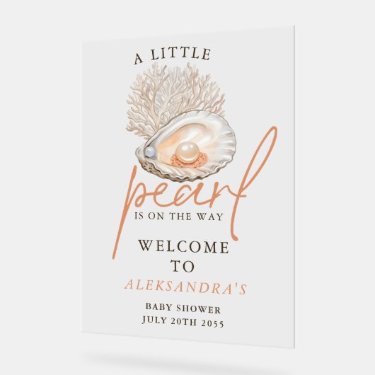 Ein kleines Perl Seashell Baby Duschgel Begrüßungs Acrylschild (Winkel)