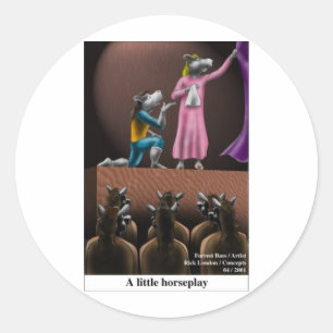 Ein kleines Pferd Spielen Funny Horse Cartoon Gesc Runder Aufkleber