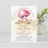 Ein kleines Pilzzimmer verschmutzt die Babydusche Einladung (Stehend Vorderseite)