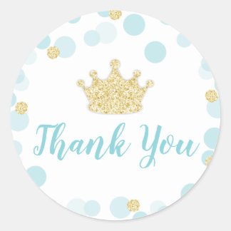 Ein kleines Prince Baby Dusche Blue Gold Runder Aufkleber