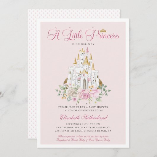 Ein kleines Prinzessin ist auf dem Weg zur Mädchen Einladung (Vorne/Hinten)