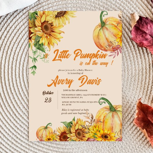 Ein kleines Pumpkin Autumn Boho Kinderdusche Einladung