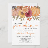 Ein kleines Pumpkin Autumn Floral Pumpkin Baby Sho Einladung (Vorderseite)