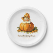 Ein kleines Pumpkin Autumn Herbst Baby Shower Girl Pappteller (Vorderseite)