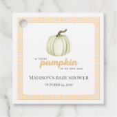 Ein kleines Pumpkin Baby Dusche Gefallen Tag Geschenkanhänger (Vorderseite)