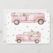 Ein kleines Pumpkin Baby Dusche Pink Truck Foto Einladung (Rückseite)