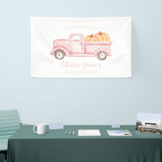 Ein kleines Pumpkin Baby Dusche rosa LKW-Banner Banner (Messeveranstaltung)