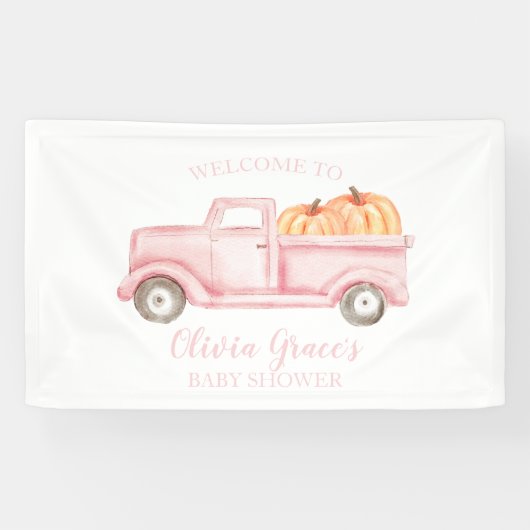 Ein kleines Pumpkin Baby Dusche rosa LKW-Banner Banner (Horizontal)