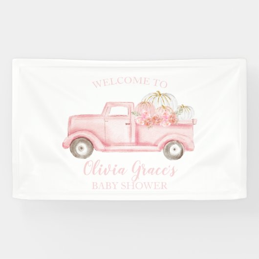 Ein kleines Pumpkin Baby Dusche rosa LKW-Banner Banner (Horizontal)