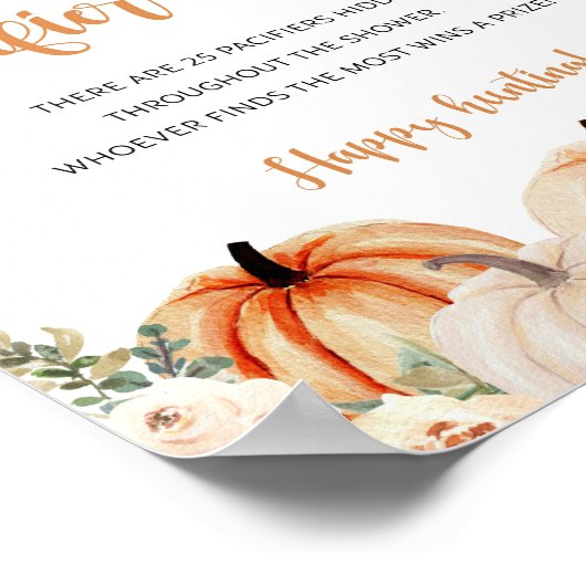 Ein kleines Pumpkin Baby Shower-Zeichen Poster (Ecke)