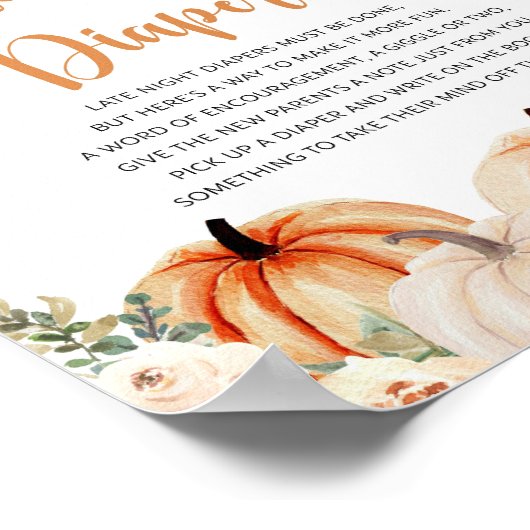Ein kleines Pumpkin Baby Shower-Zeichen Poster (Ecke)