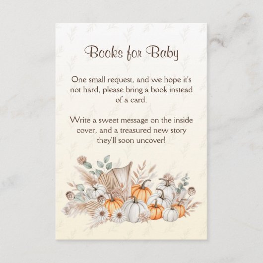 Ein kleines Pumpkin Boho Babyduschbücher für Baby Begleitkarte (Vorderseite)
