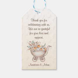 Ein kleines Pumpkin Boho Babydusche Geschenkanhänger