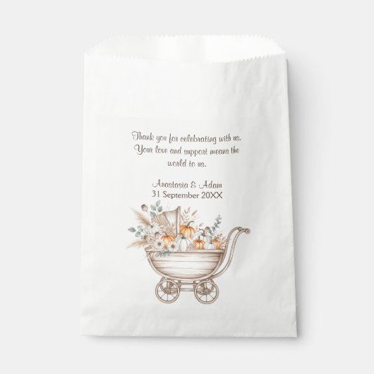 Ein kleines Pumpkin Boho Babydusche Geschenktütchen (Vorderseite)