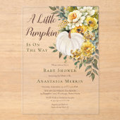 Ein kleines Pumpkin ernährt Gold Floral Baby Dusch Acryleinladungen (Vorderseite)