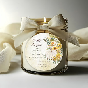 Ein kleines Pumpkin ernährt Gold Floral Baby Dusch Runder Aufkleber