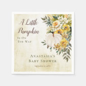 Ein kleines Pumpkin ernährt Gold Floral Baby Dusch Serviette (Vorderseite)