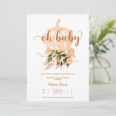 Ein kleines Pumpkin Fall Baby Duschgeschlecht neut Einladung (Stehend Vorderseite)