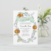 Ein kleines Pumpkin Fall Baby Duschgeschlecht neut Einladung (Stehend Vorderseite)