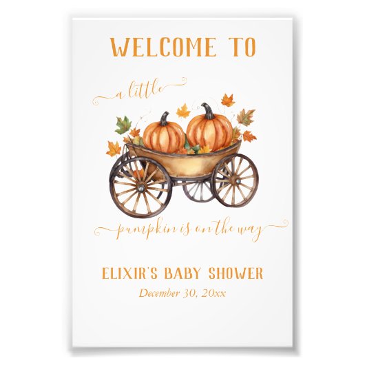 Ein kleines Pumpkin Fall Baby Duschgeschlecht neut Fotodruck (Vorne)