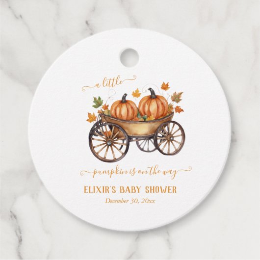 Ein kleines Pumpkin Fall Baby Duschgeschlecht neut Geschenkanhänger (Vorderseite)