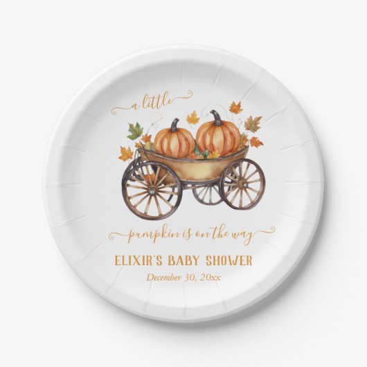 Ein kleines Pumpkin Fall Baby Duschgeschlecht neut Pappteller (Vorderseite)