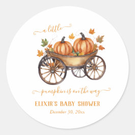 Ein kleines Pumpkin Fall Baby Duschgeschlecht neut Runder Aufkleber